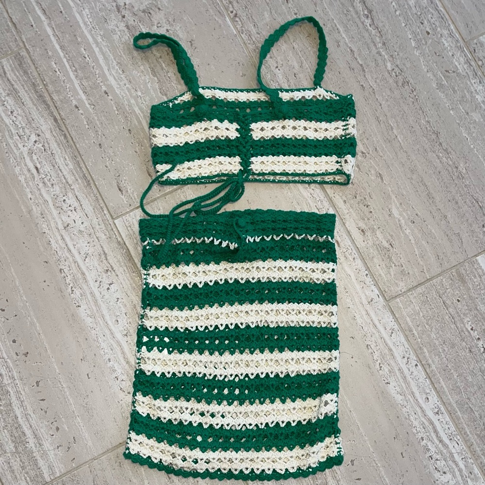 Lovers + Friends Green and White Crochet Skirt Set - Picture 12 of 12